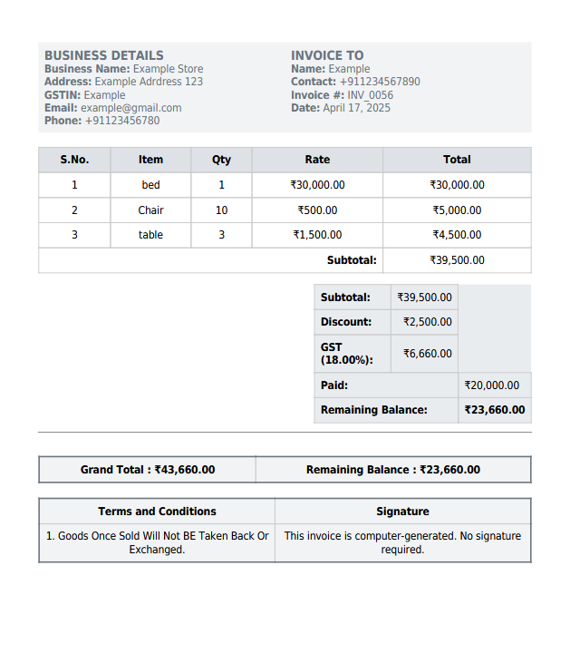 Custom Invoice Template