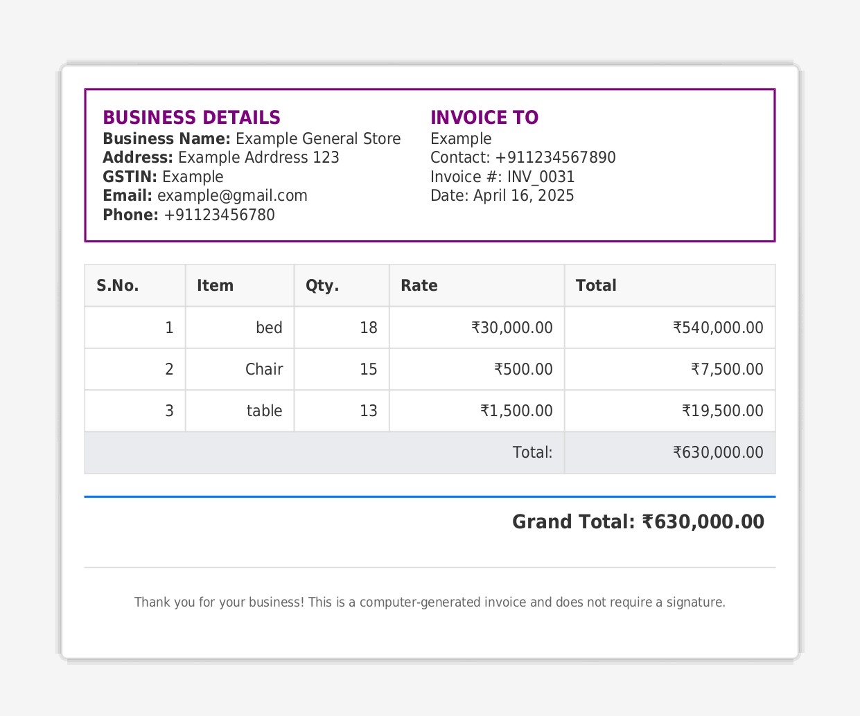 Smart Invoice Template