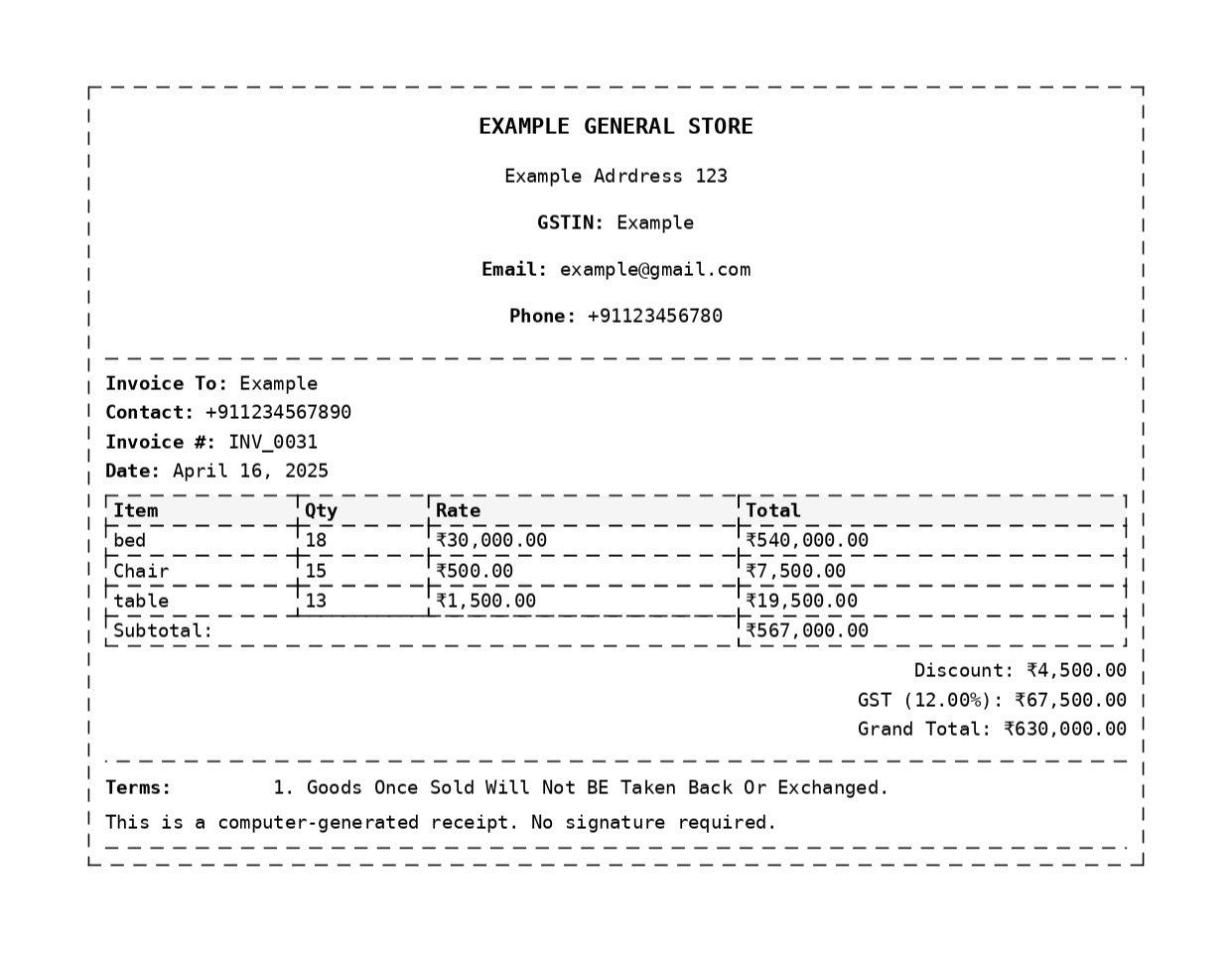 Thermal Invoice Template